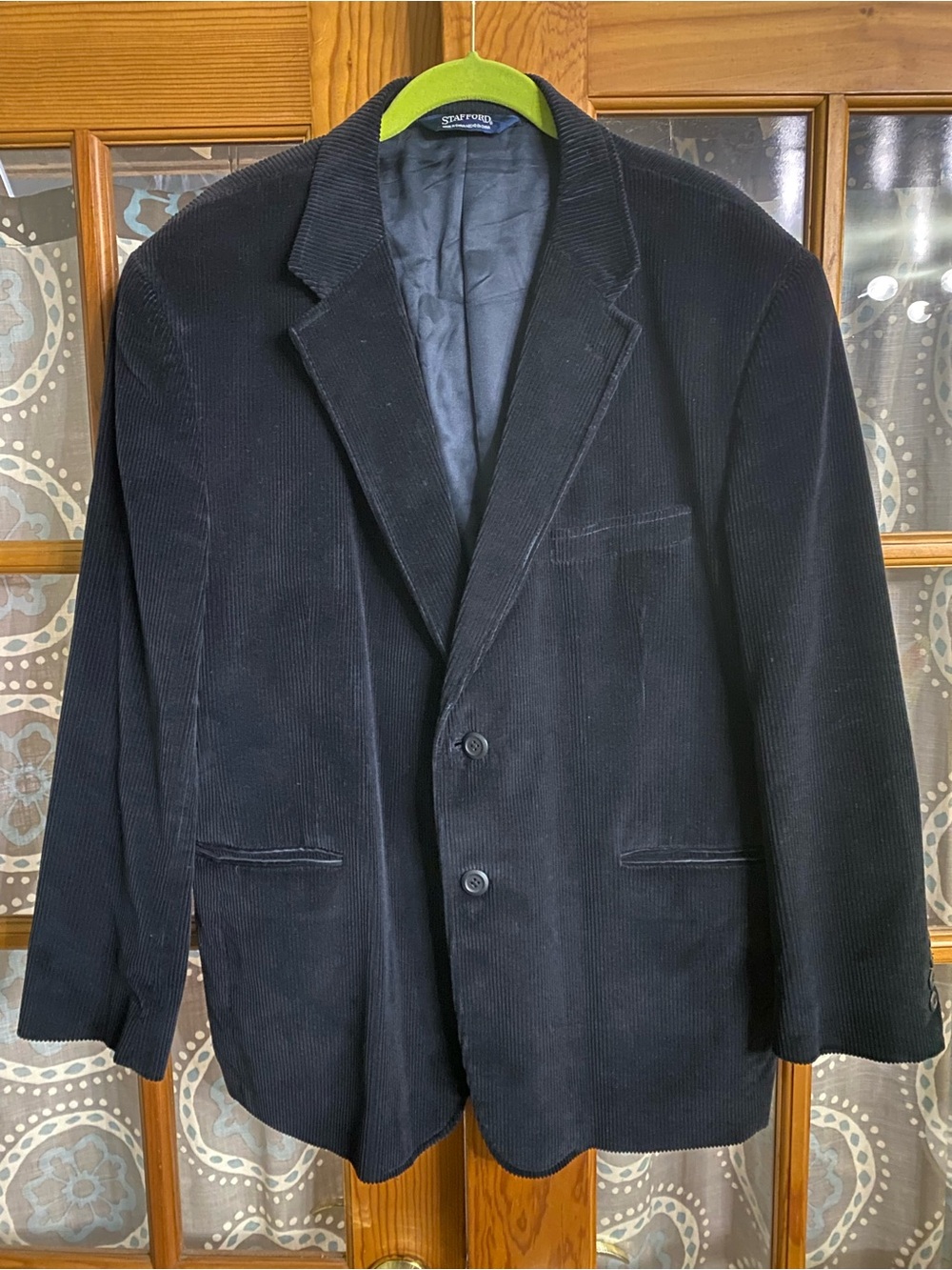 Stafford Men's 44S Black Corduroy Sport Coat Blazer